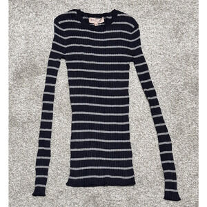 Philosophy Brand Stretch Tight Fit Shirt Striped Small Ribbed, Y2K